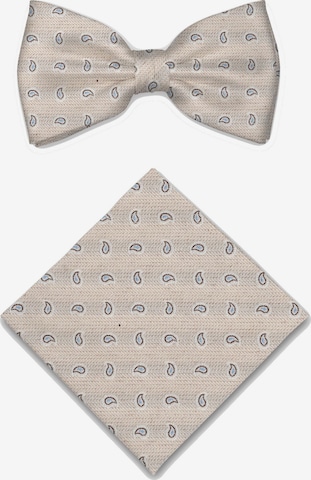 Real Guys Set Fliege mit Einstecktuch in Beige: Vorderseite