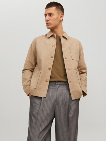 JACK & JONES Слим Демисезонная куртка 'JPRRiviera' в Бежевый: спереди