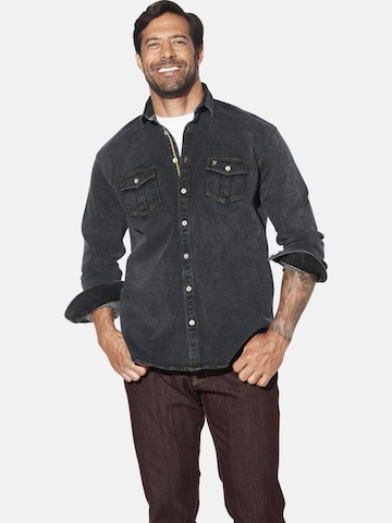 Jan Vanderstorm Comfort fit Button Up Shirt 'Olavik' in Black: front