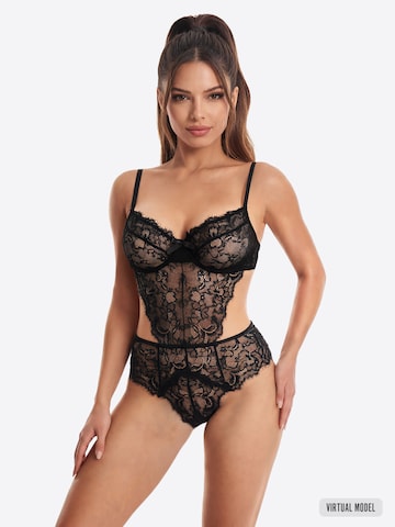 SpaLeXLine Bodysuit 'SX1003' in Black: front