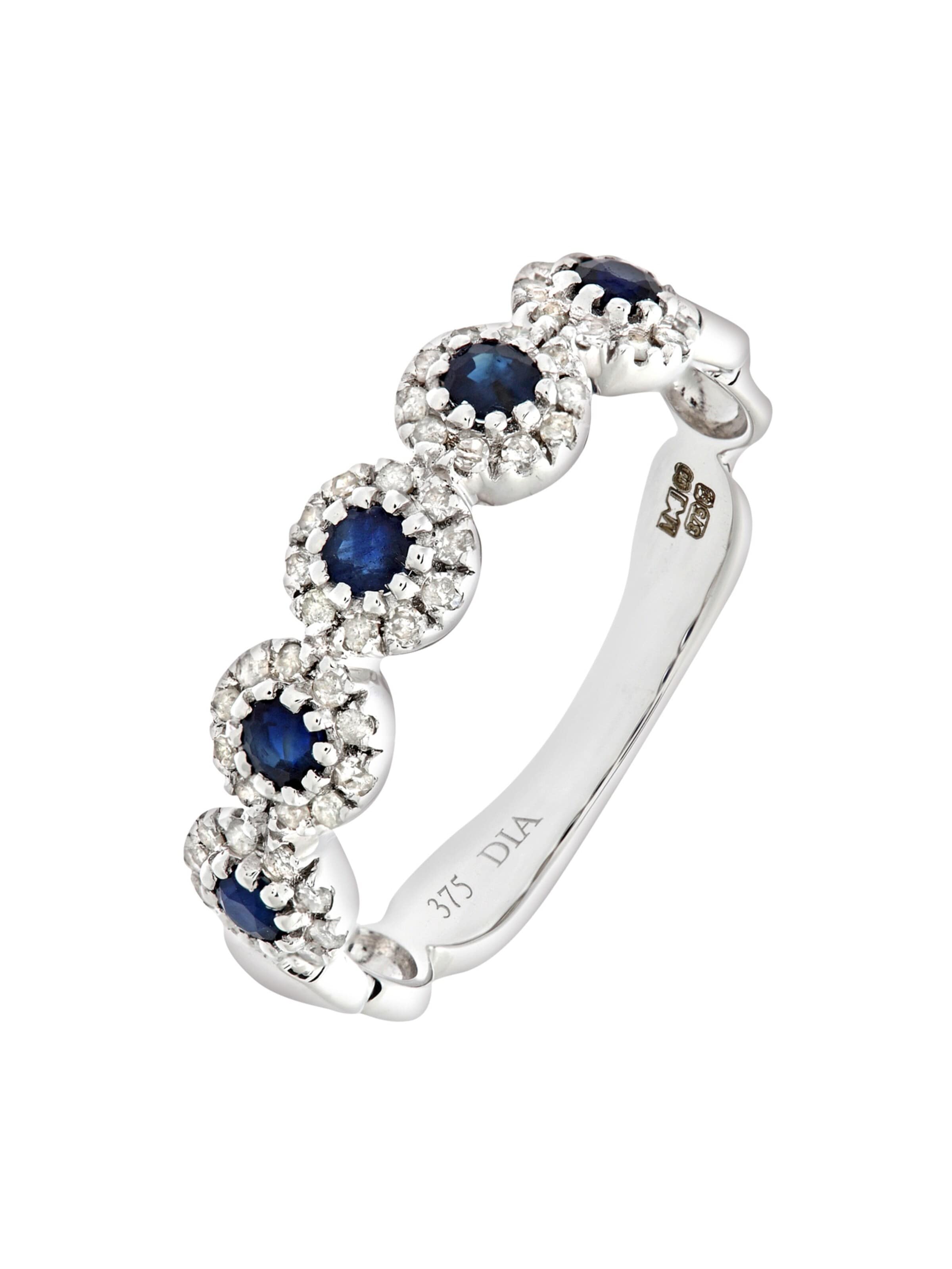 Anello 'Eternity-Ring aus 375 Weißgold mit Diamant mit Saphir' di DIAMANT LETERNEL in argento