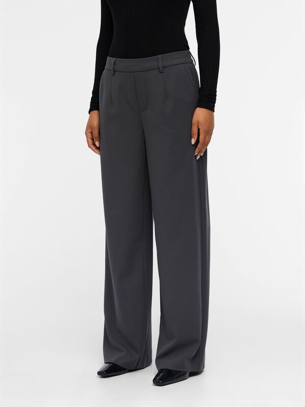 OBJECT Wide leg Pleat-Front Pants 'OBJLisa' in Grey