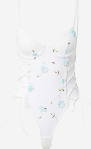 Nasty Gal Lingerie body in Wit: voorkant