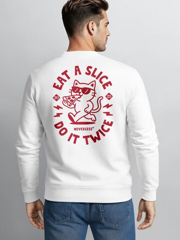 Neverless Sweatshirt 'Eat a Slice' in White: front