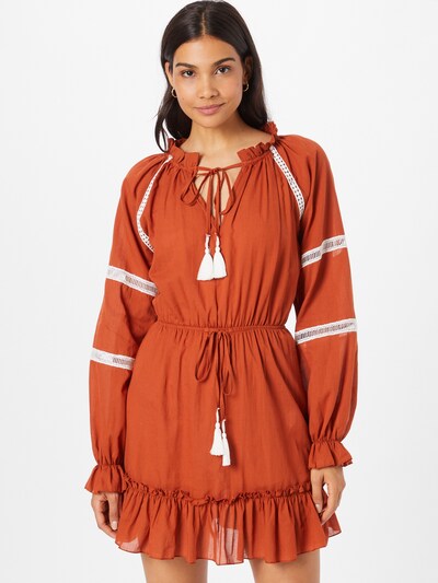 Trendyol Košilové šaty - koňaková / bílá, Model/ka