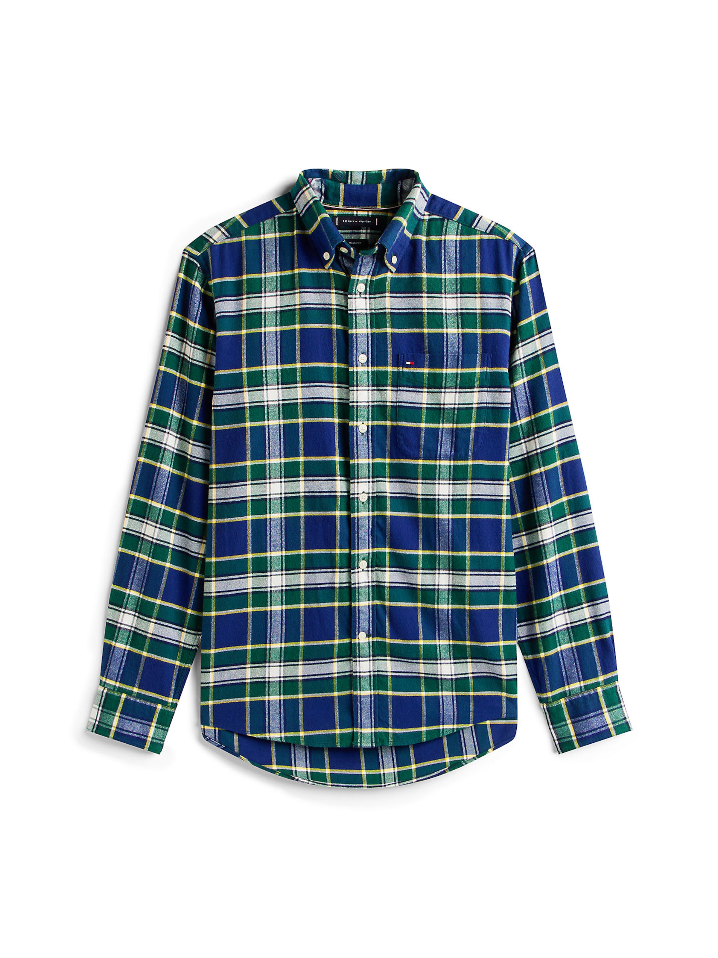 TOMMY HILFIGER Button Up Shirt 'Tartan' in Dark blue / Lime, Item view