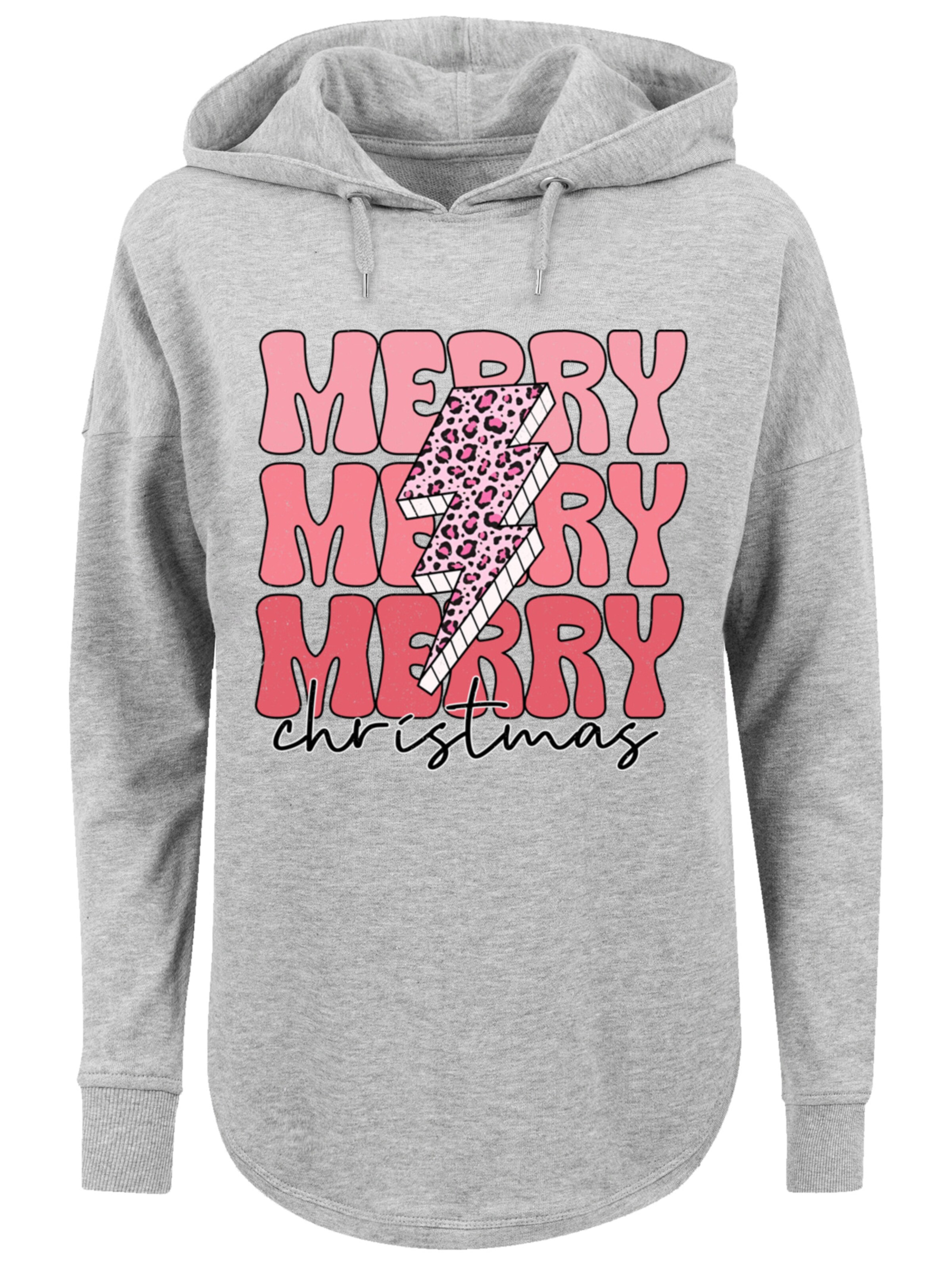 F4NT4STIC Sweatshirt 'Merry Christmas Print Leo Print' in Grau: Vorderseite
