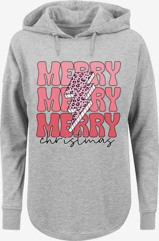 Sweat-shirt 'Merry Christmas Print Leo Print' F4NT4STIC en gris : devant