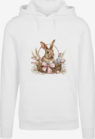 F4NT4STIC Sweatshirt 'Osterhasen Korb Dekor' in Weiß: Vorderseite