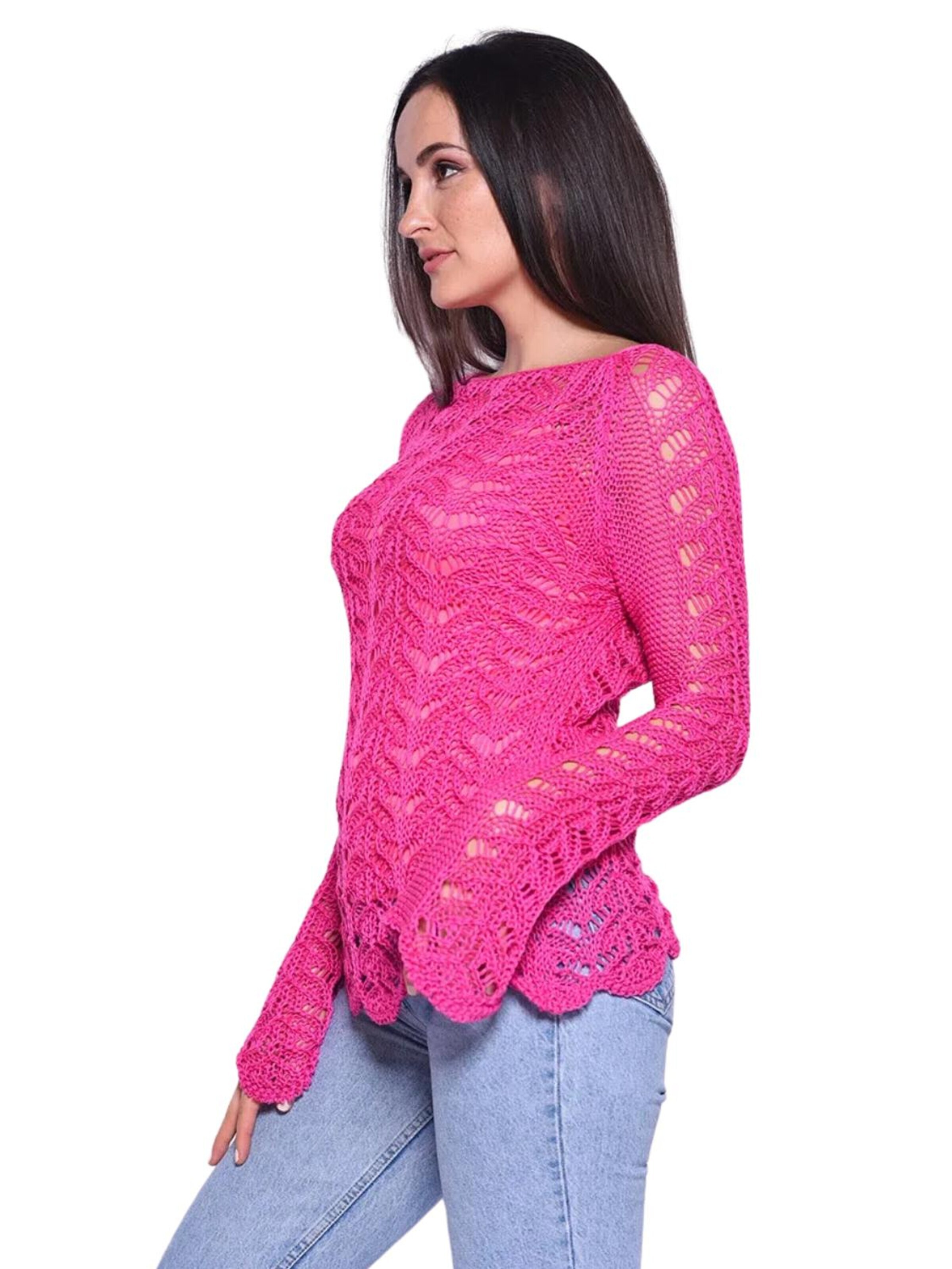 Süel knitwear - Top de punto 'Twin Lace' en rosa