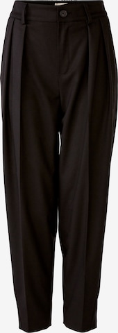 OUI Regular Pleated Pants in Black: front