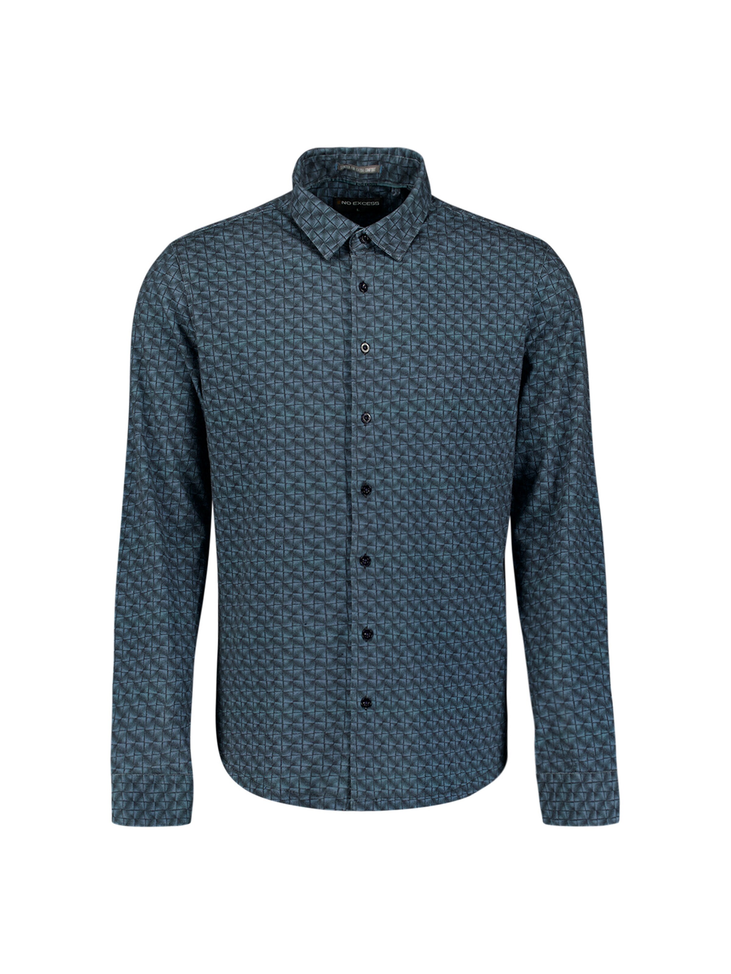 No Excess Regular fit Overhemd in Blauw: voorkant