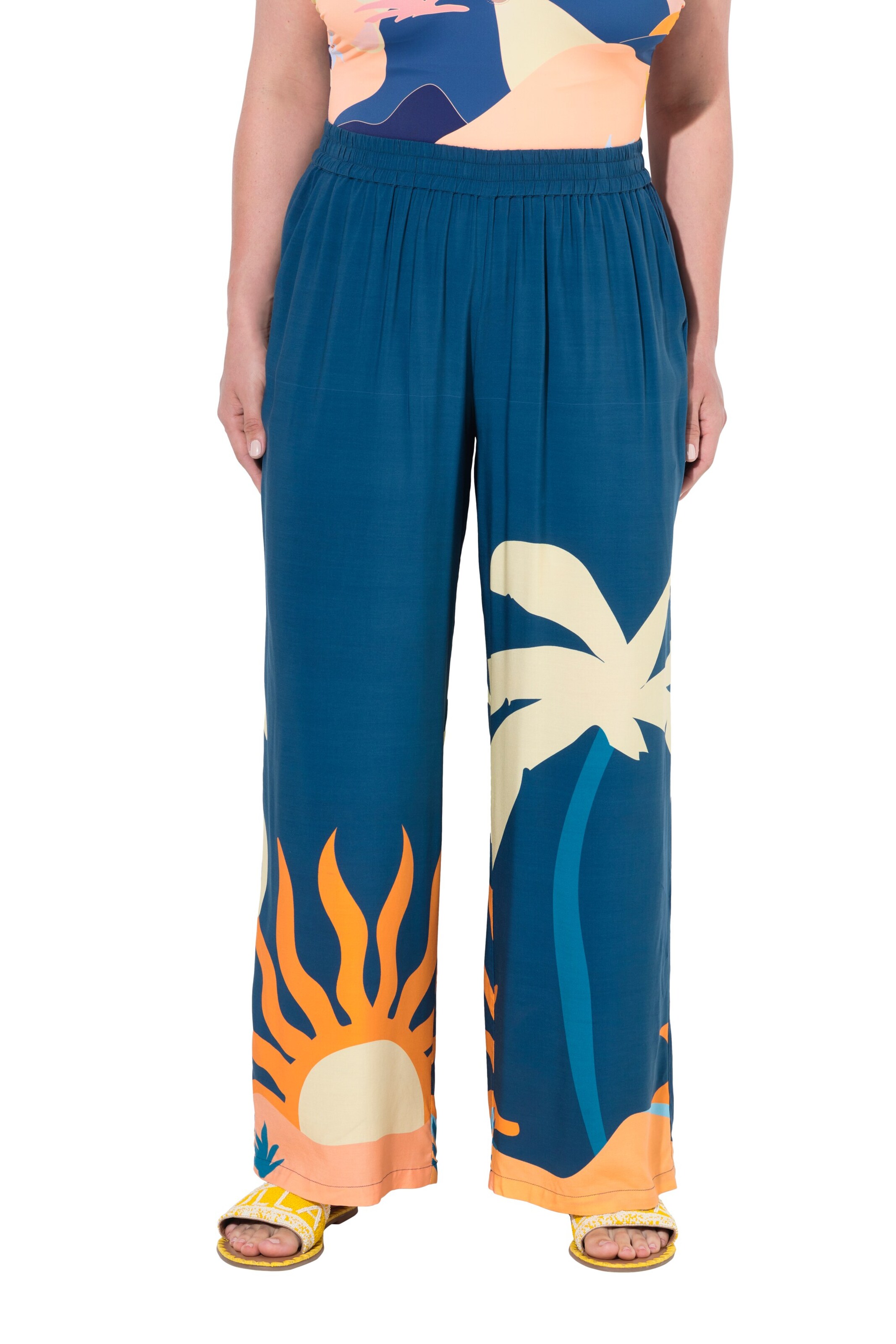 Ulla Popken Wide Leg Hose in Blau: Vorderseite