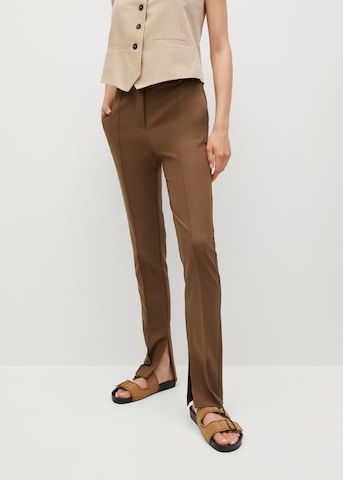 MANGO Regular Pleated Pants 'Colca-I' in Brown: front