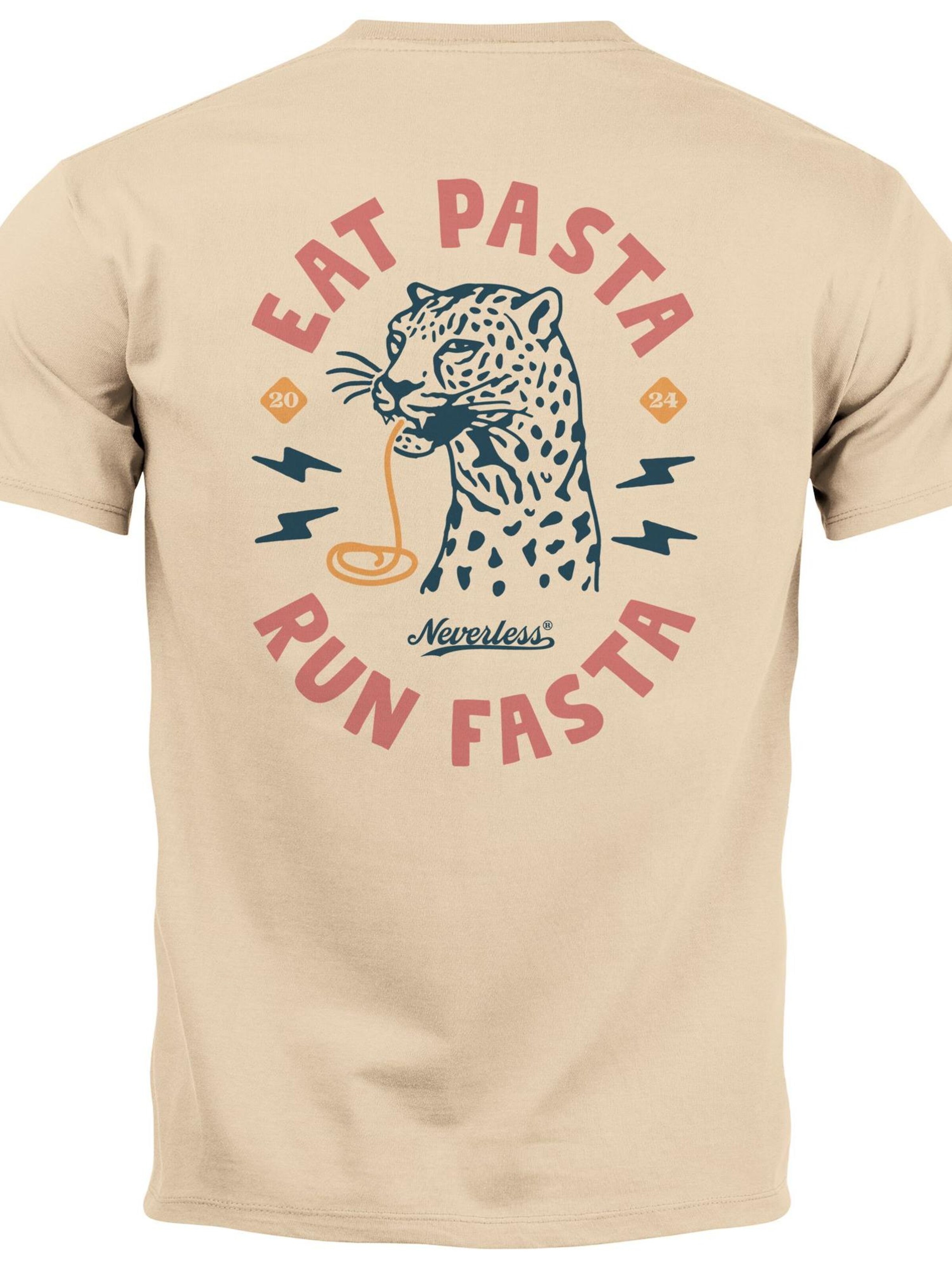 Neverless Shirt 'Eat pasta' in Beige