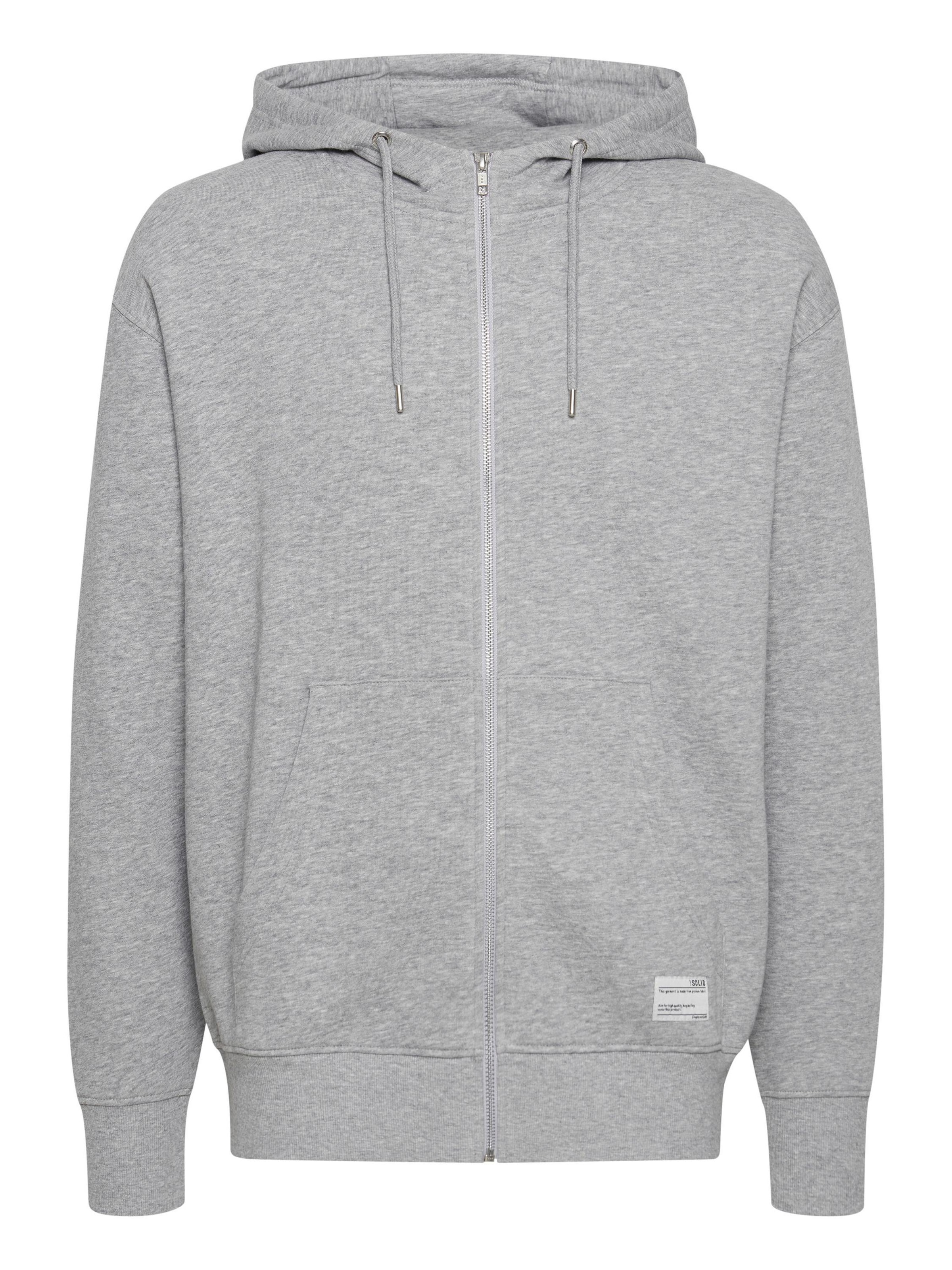 !Solid Кофта на молнии 'SD LENZ' в Серый: спереди