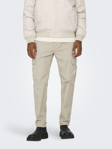 Only & Sons Tapered Cargo Pants 'ONSLou' in Grey: front