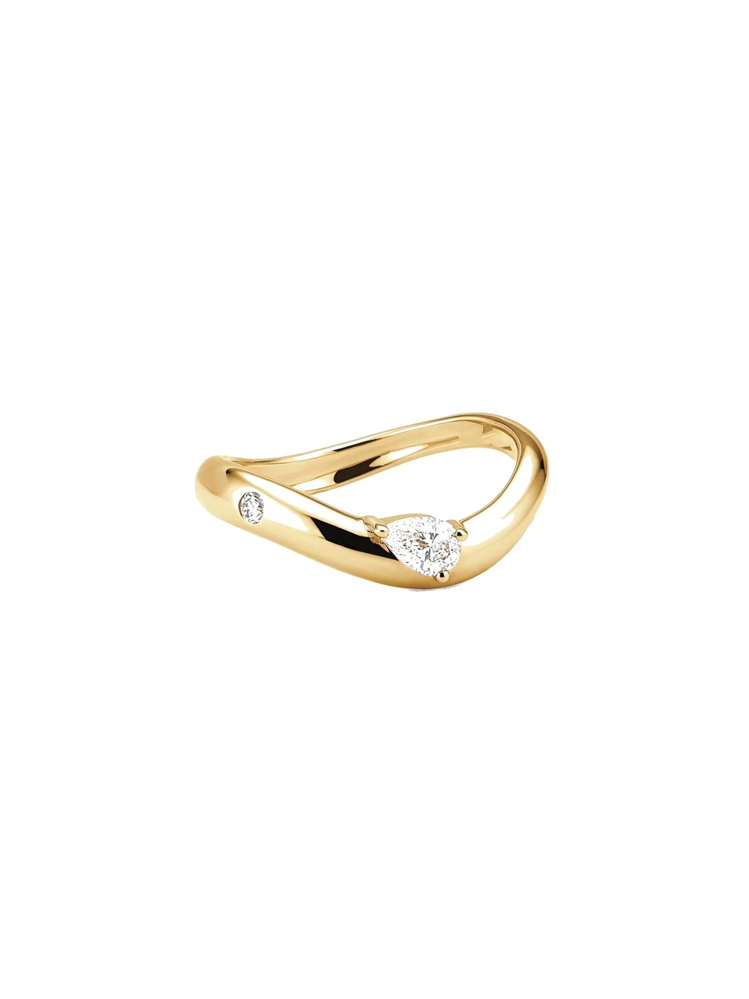 ROUGEMONT Jewellery Ring 'Exquisiter Damen Ring im Wellen Design 925 Sterling Silber'‌‌‌‌‌‌‌ in Gold: Vorderseite