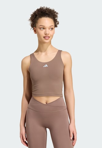 ADIDAS PERFORMANCE Бюстие Спортен топ 'Studio All Me' в кафяво: отпред