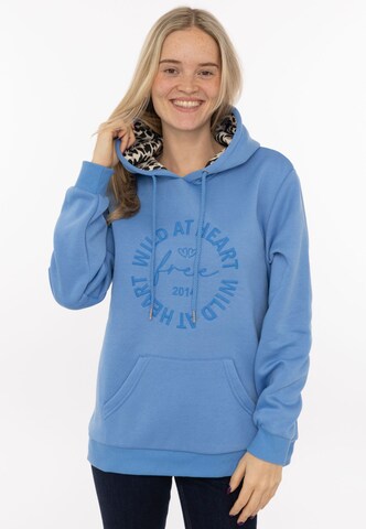 Zwillingsherz Sweatshirt 'WILD AT HEART' in Blauw: voorkant