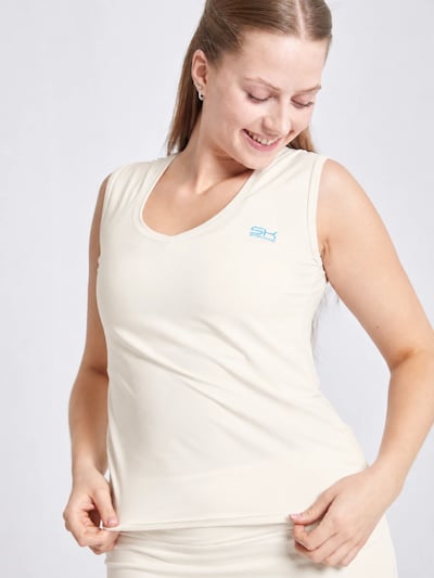 SPORTKIND Haut de sport 'Loose Fit V-Neck' en XS en blanc cassé, Vue avec produit