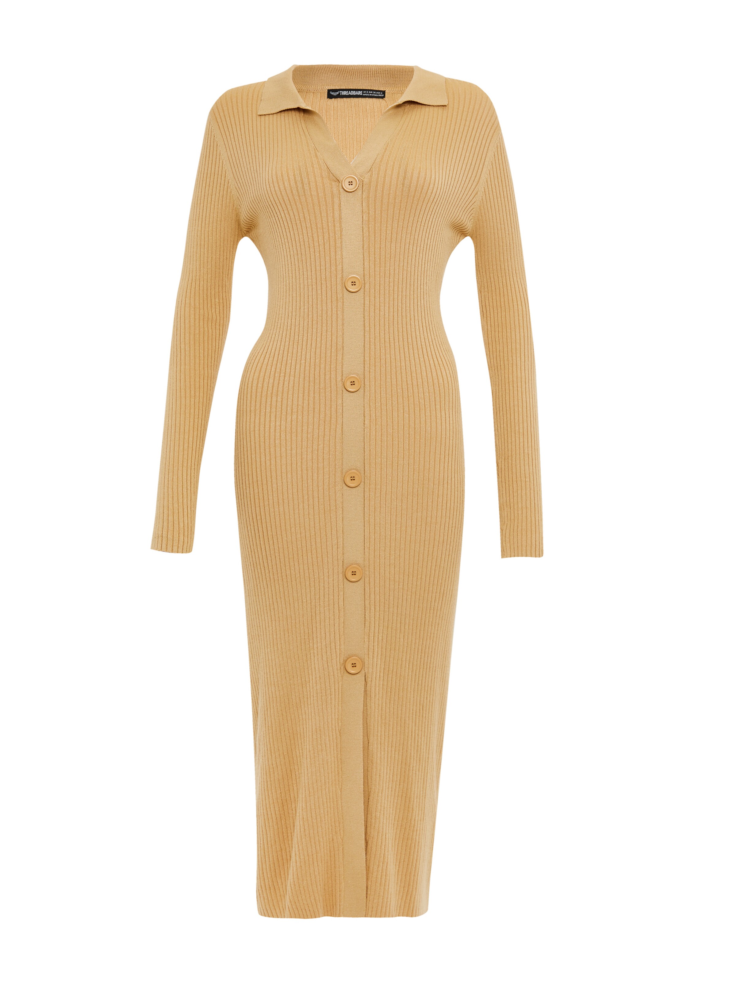 Threadbare Gebreide jurk 'Elm' in Beige: voorkant