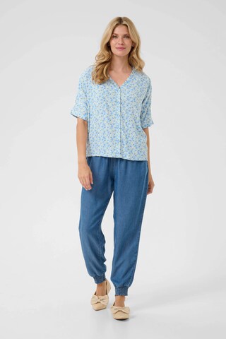 Cream Blouse 'Tiah' in Blue