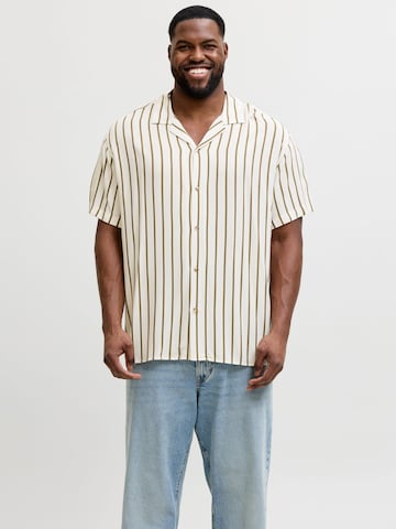 Jack & Jones Plus Средняя посадка Рубашка 'JJEJeff' в Бежевый: спереди