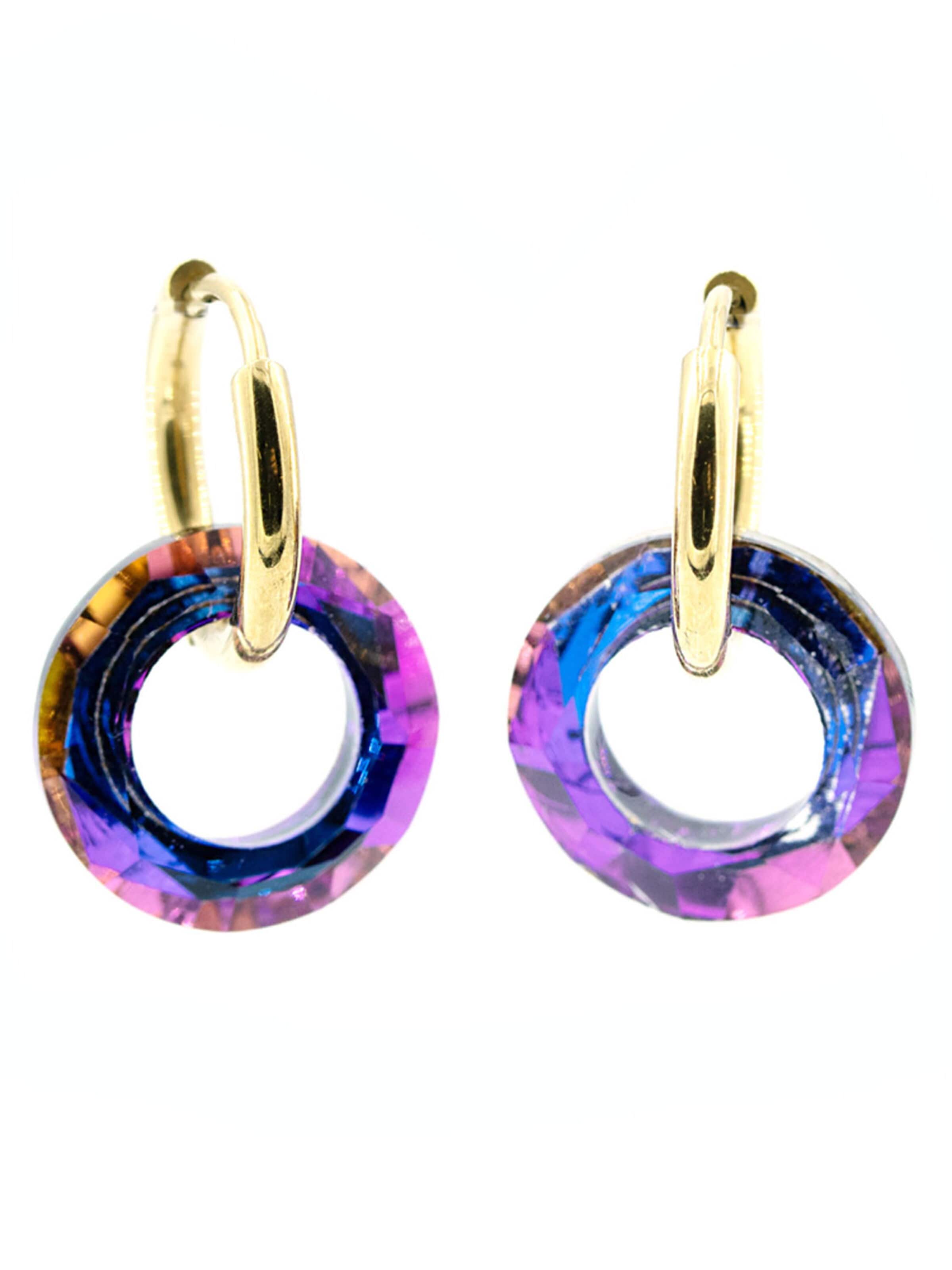 Sergio Engel Earrings 'Cosmic Ohrring 05 Vergoldete Hoops mit Kristallcharms' in Pink: front