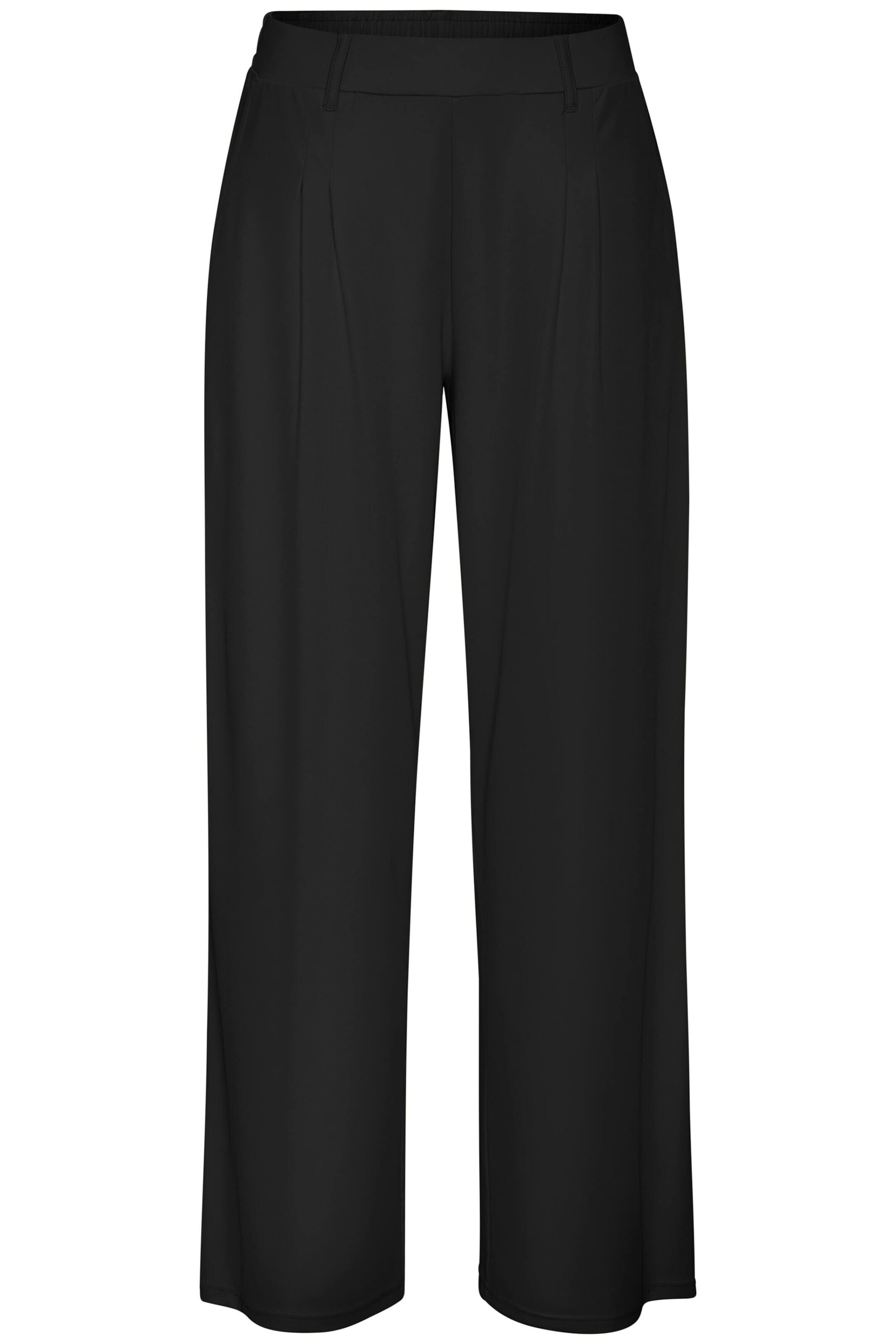 H.I.S Wide leg Pleat-Front Pants in Black: front