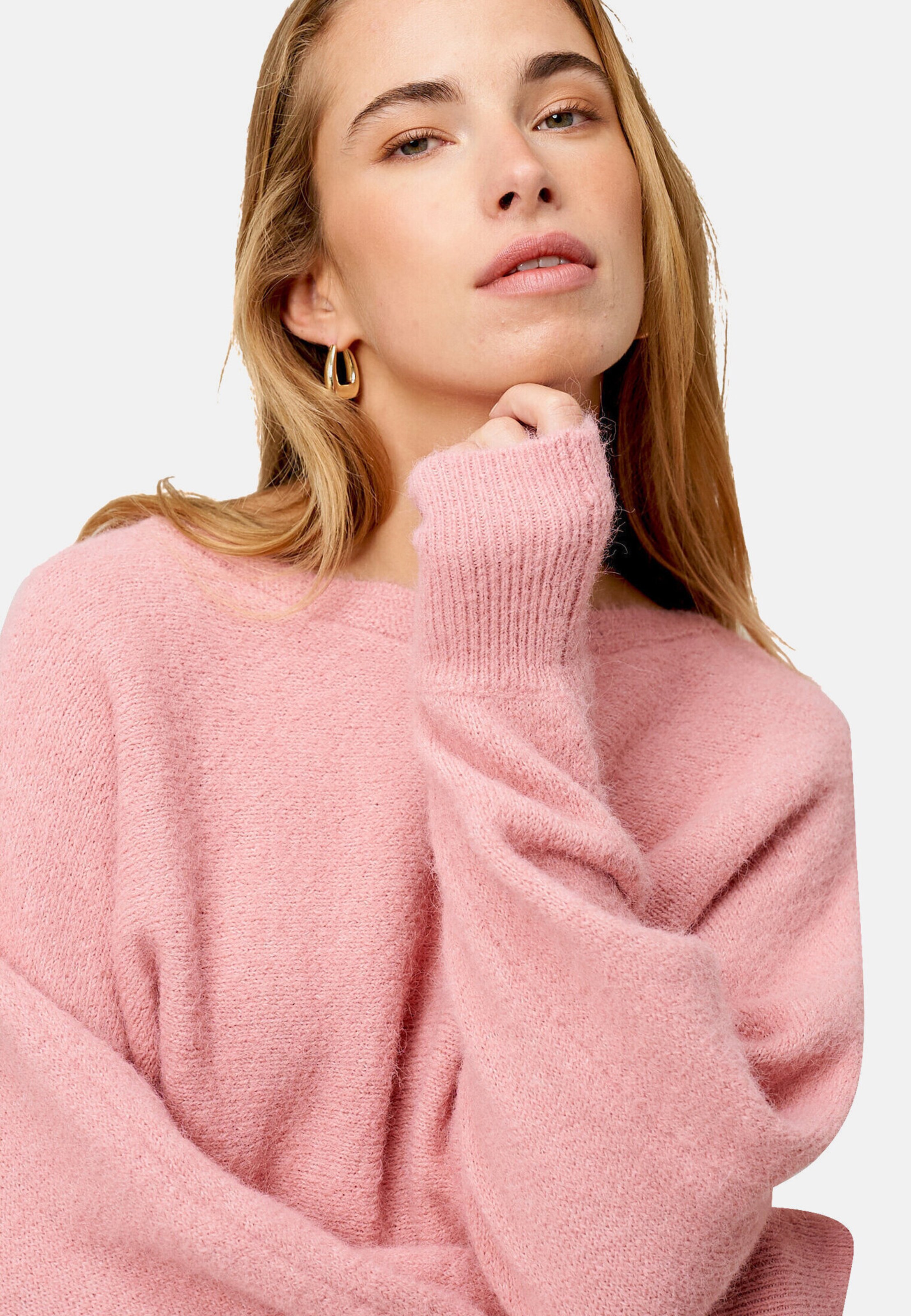 zero Strickpullover mit U-Boot Ausschnitt in Pink