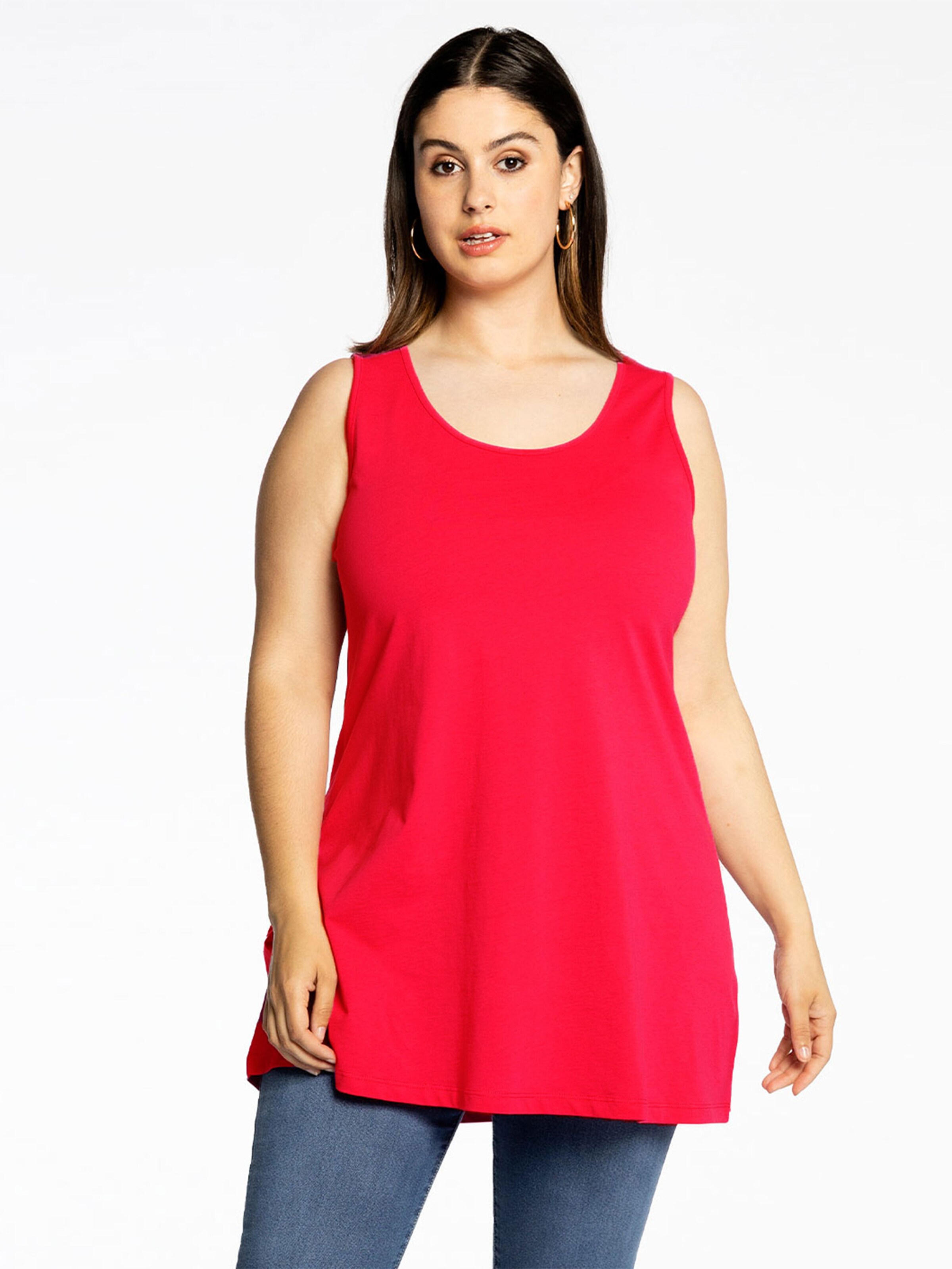 YOEK Top ' COTTON ' in Red: front