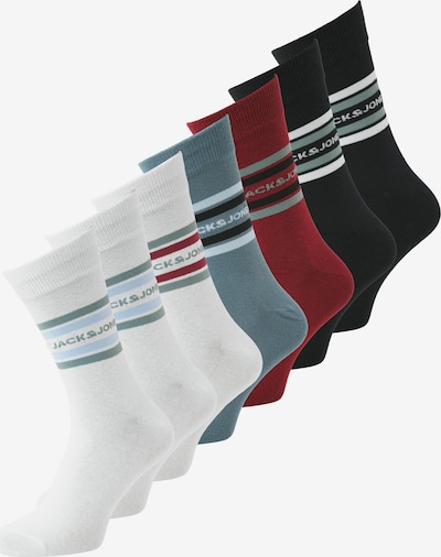 JACK & JONES Čarape 'JACLedger' u golublje plava / rubin crvena / crna / bijela, Pregled proizvoda