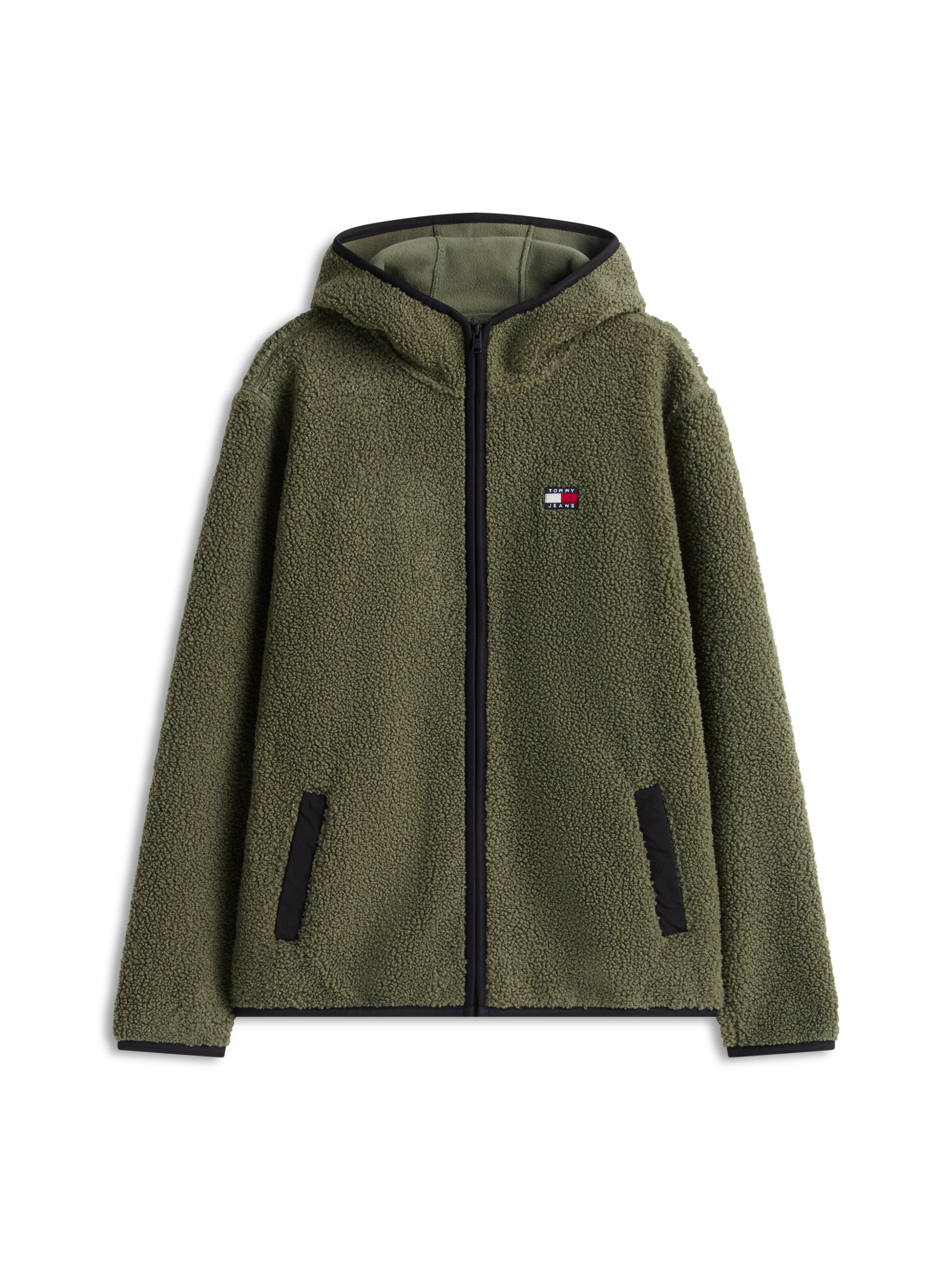 Tommy Jeans Fleecejacke in Grün: Vorderseite