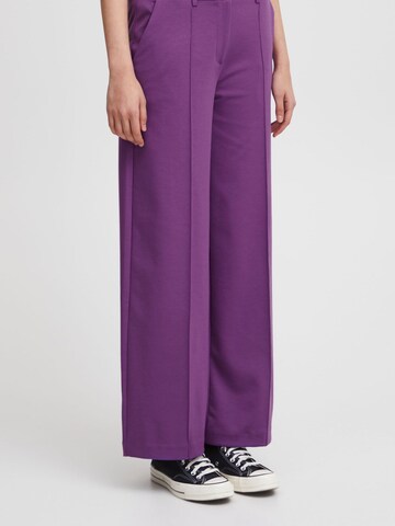 ICHI Wide leg Pleated Pants 'KATE' in Purple: front