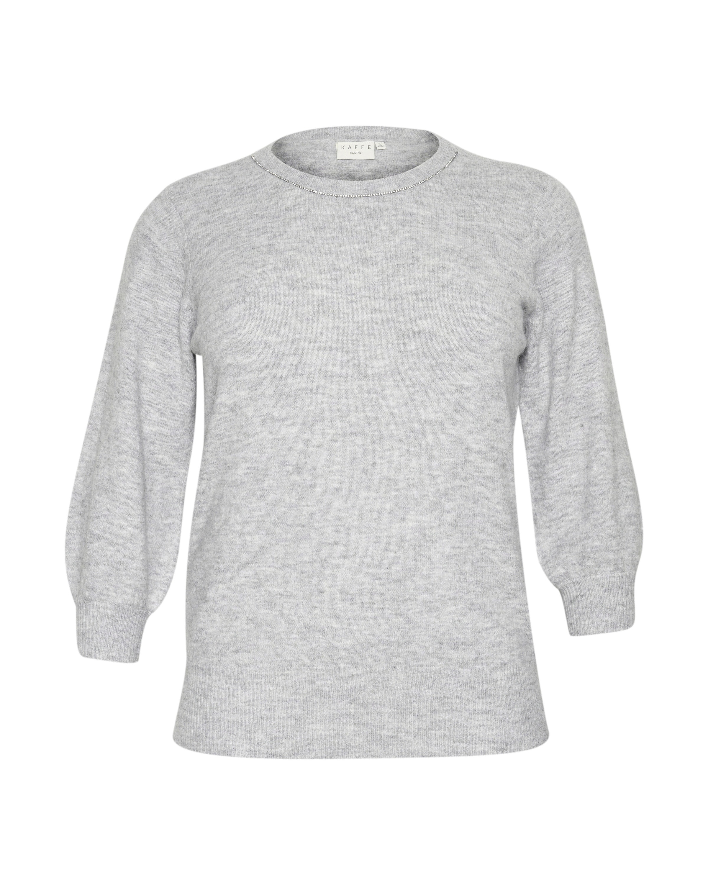 KAFFE CURVE Sveter 'KC Merida' - Sivá: predná strana