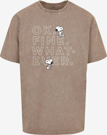 T-Shirt 'Peanuts - Ok Fine Whatever' Merchcode en marron : devant