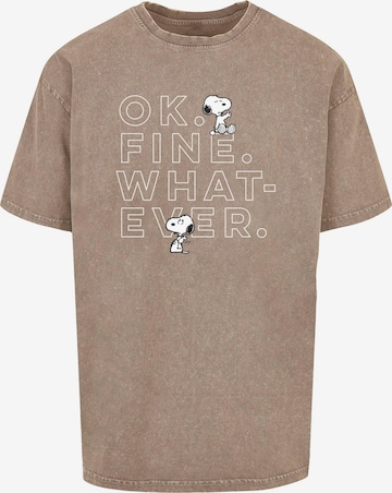 Merchcode T-Shirt 'Peanuts - Ok Fine Whatever' in Braun: predná strana