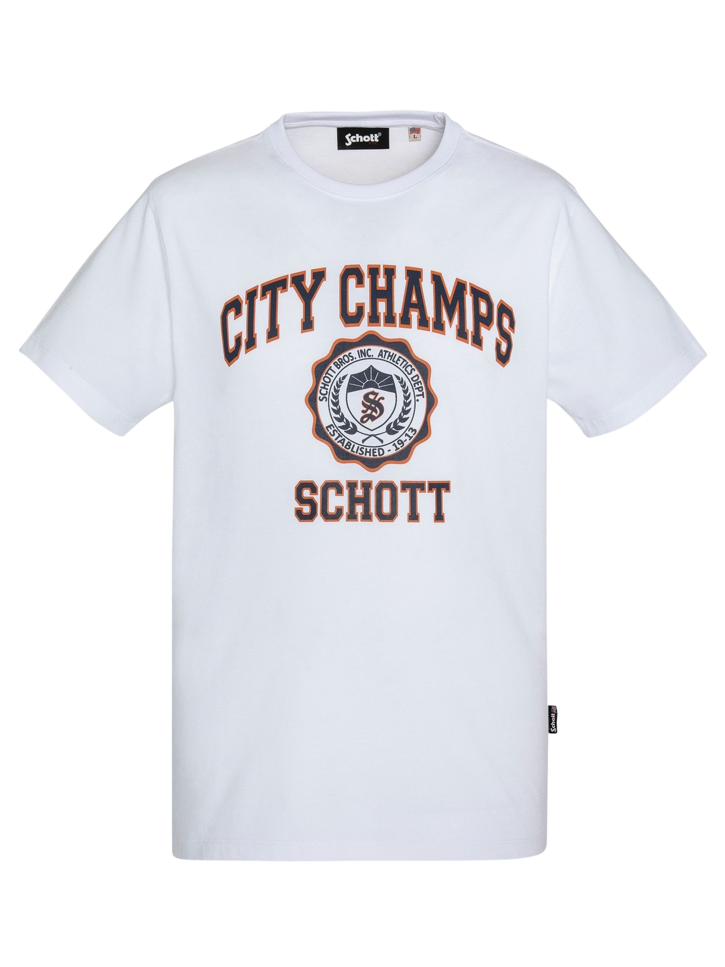 Maglietta di Schott NYC in bianco: frontale