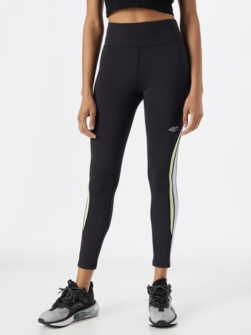 Skinny Pantaloni sport de la 4F pe negru: față