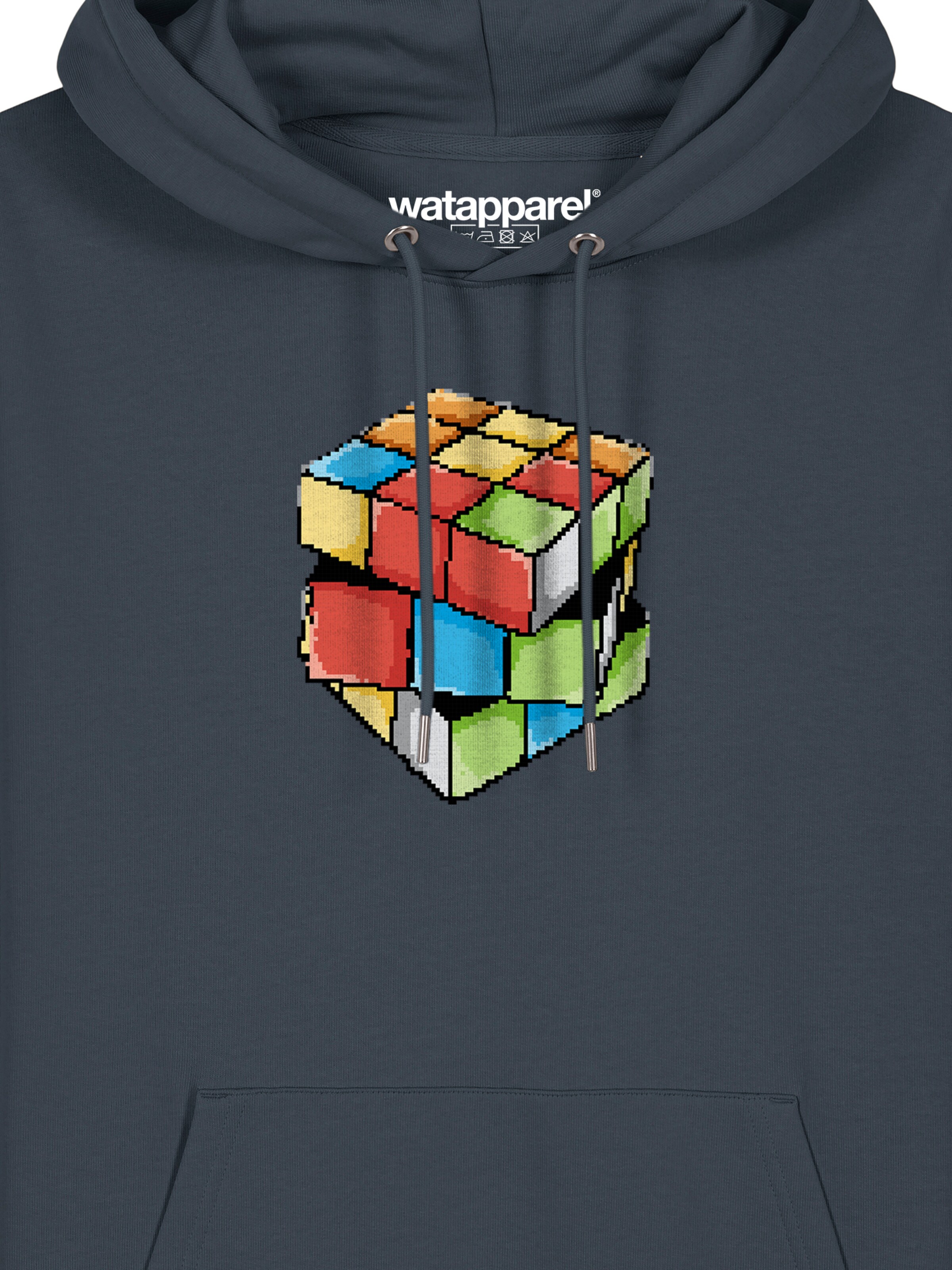 Sweat-shirt ' Pixel Zauberwürfel ' Watapparel en gris