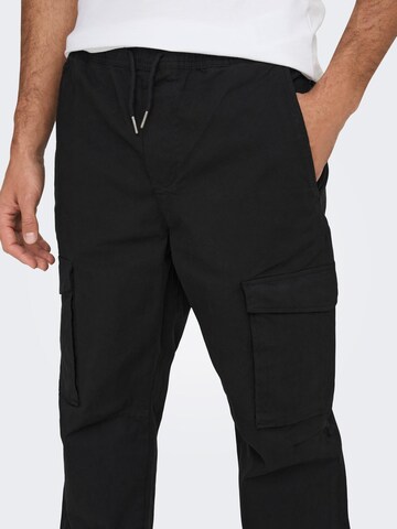 Effilé Pantalon cargo Only & Sons en noir