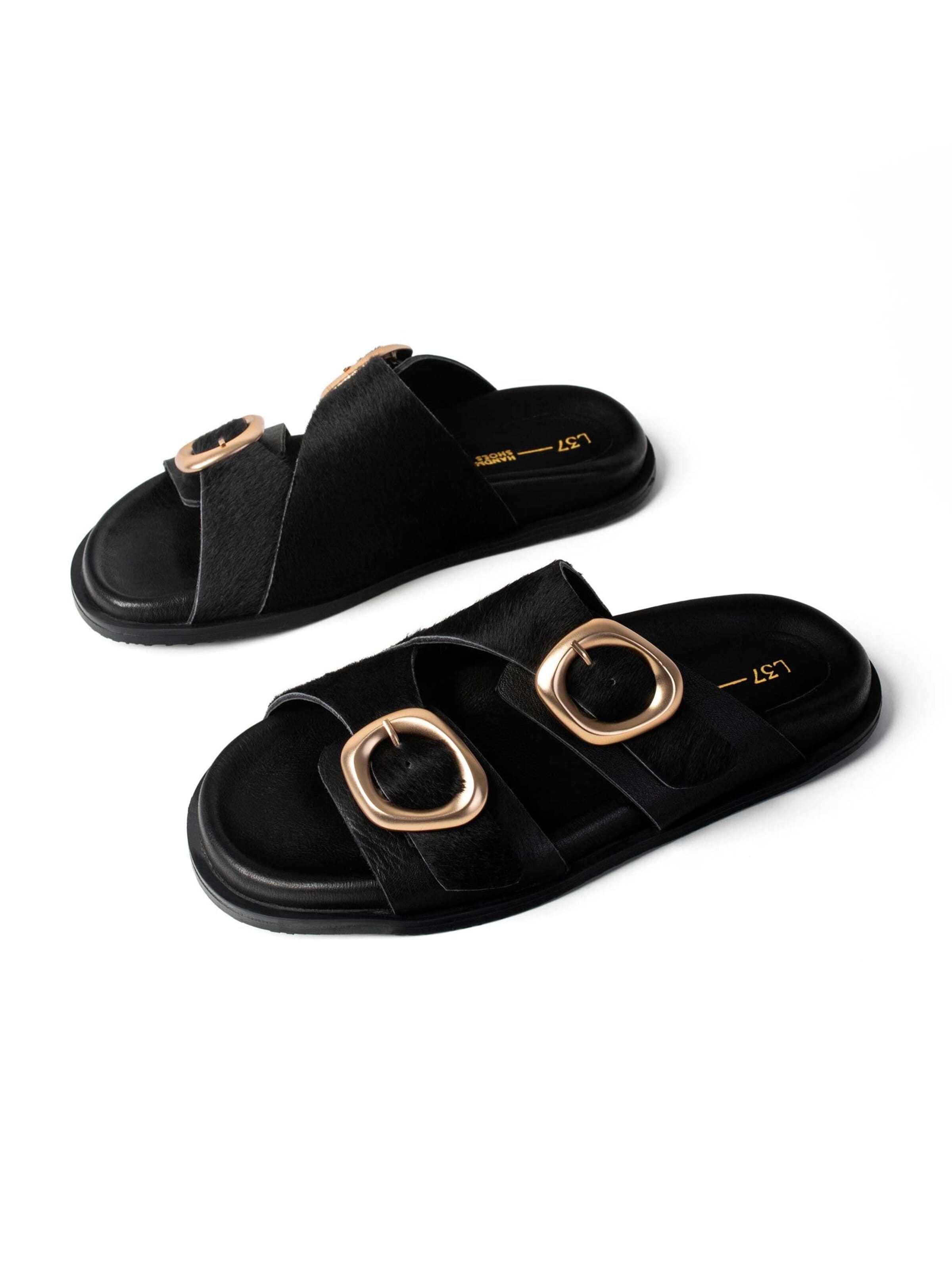 L37 HANDMADE SHOES Slipper 'STAY UNTIL TOMORROW'‌‌‌‌‌‌‌‌ in Schwarz