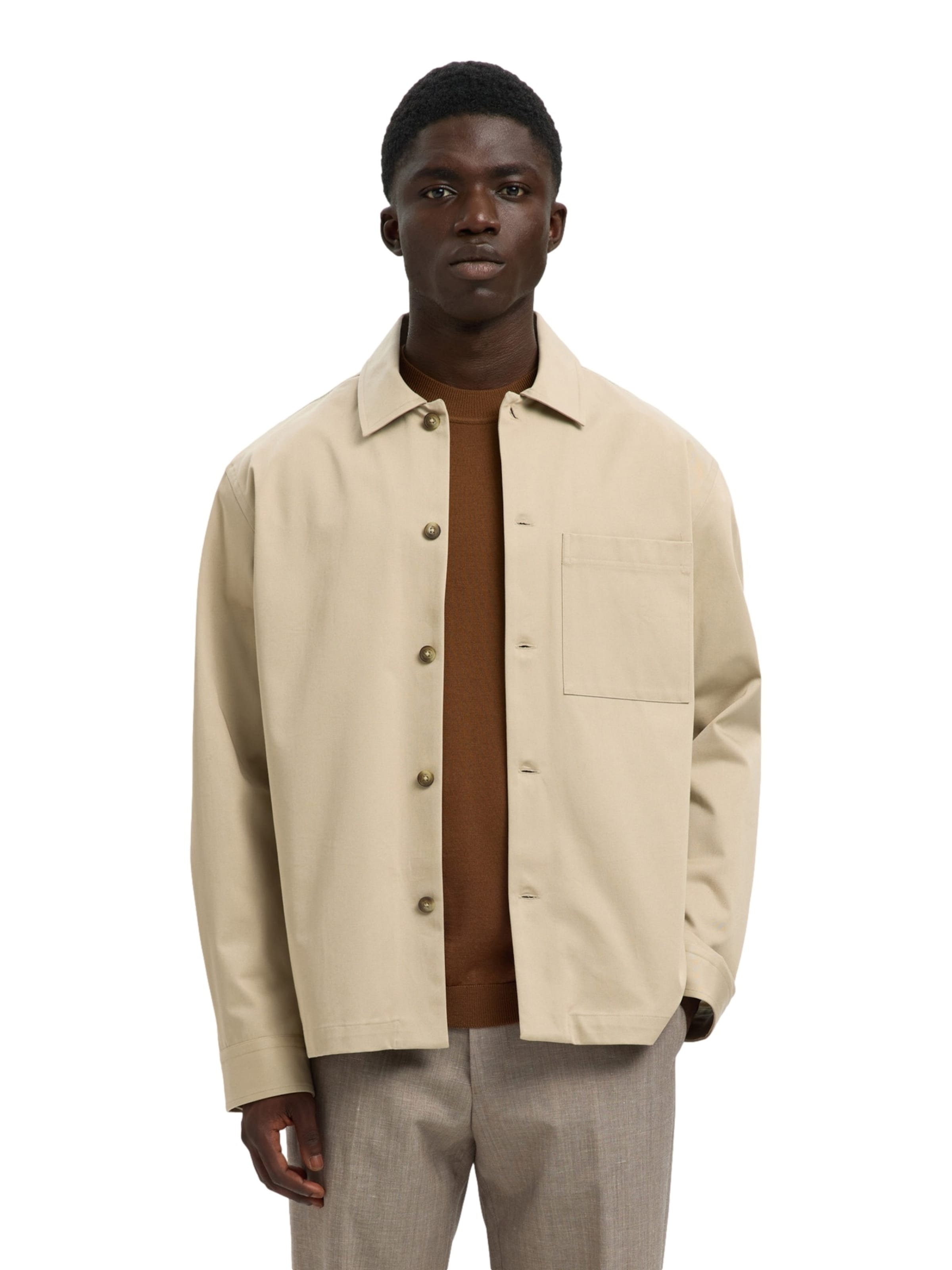 SELECTED Классический крой Демисезонная куртка 'SLHTate' в Бежевый: спереди