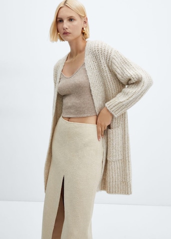 MANGO Knit Cardigan 'Golden' in Beige: front