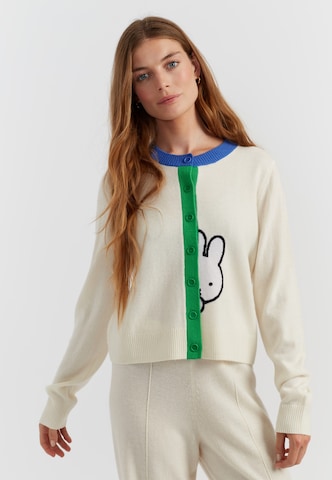 Chinti & Parker Gebreid vest 'Miffy Peek' in Beige: voorkant