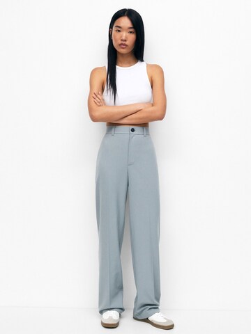 Pull&Bear Широки крачоли Панталон с ръб в сиво