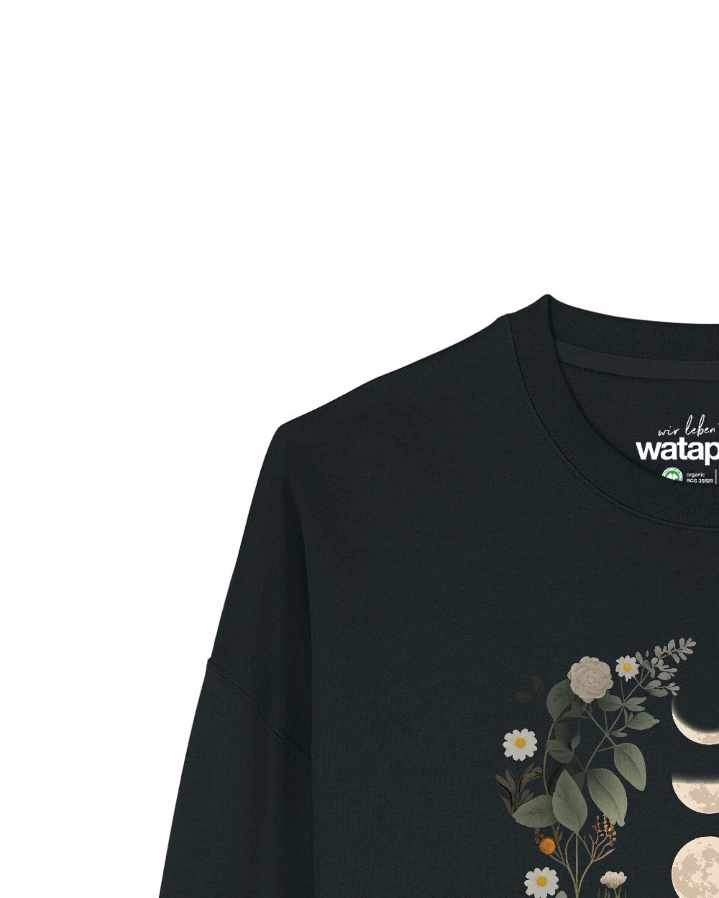 Sweat-shirt 'Moonphases & Flowers' Watapparel en noir