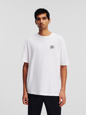 T-Shirt 'Autograph' Karl Lagerfeld en blanc : devant