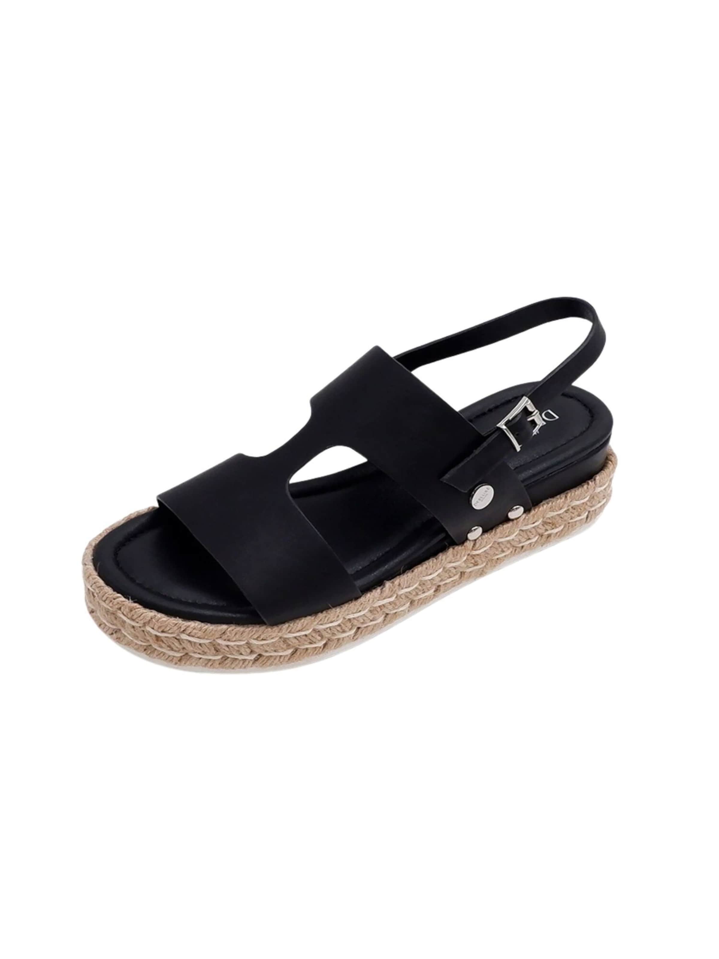 Sandales à lanières 'Selma' Deeluxe en noir : devant